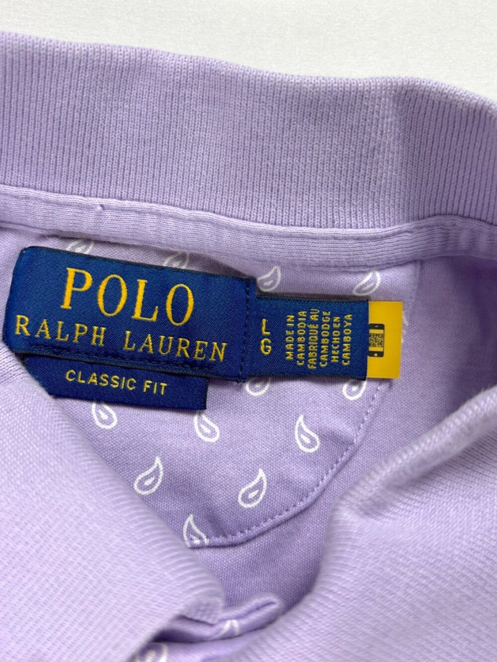 Polo Ralph Lauren Mens Short Sleeve Polo Golf Shirt Lavender Purple Sz L Paisley - Picture 4 of 6